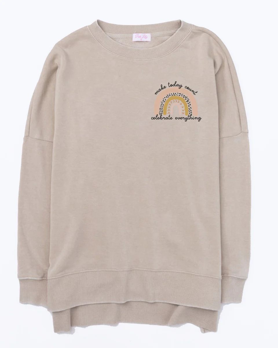 Make Today Count Light Tan Graphic Sweatshirt | The Pink Lily Boutique
