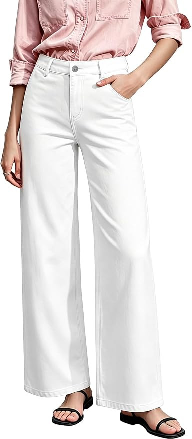 ONESO Wide Leg Jeans for Women Mid Low Rise Baggy Stretchy Denim Pants | Tummy Control, BBL Jeans... | Amazon (US)