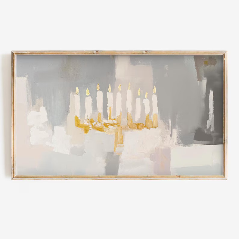 Hanukkah Frame Tv Art Abstract Modern Menorah Art File for Tv Neutral Toned - Etsy | Etsy (US)