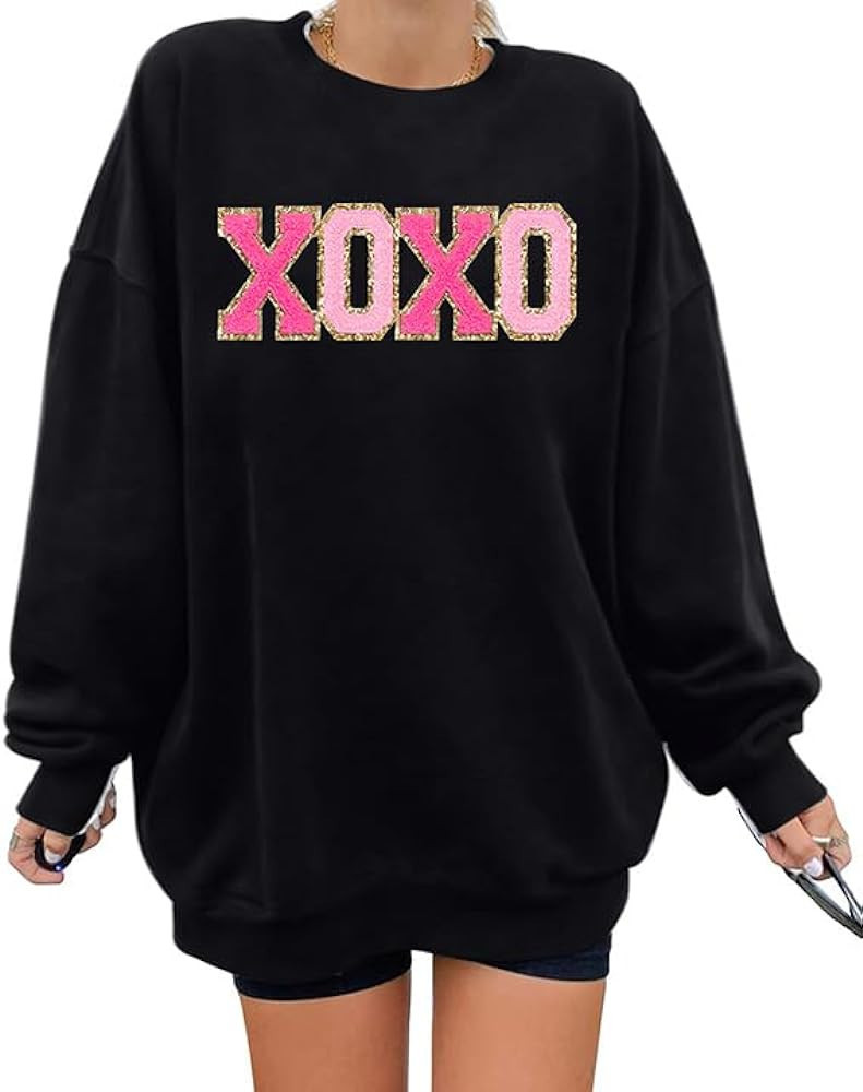MYHALF Valentines Day Sweatshirts Valentine Shirts: Womens Love Heart Long Sleeve Tops Oversized ... | Amazon (US)