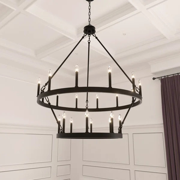 Avalee 20 - Light Steel Dimmable Wagon Wheel Chandelier UL Certified | Wayfair North America