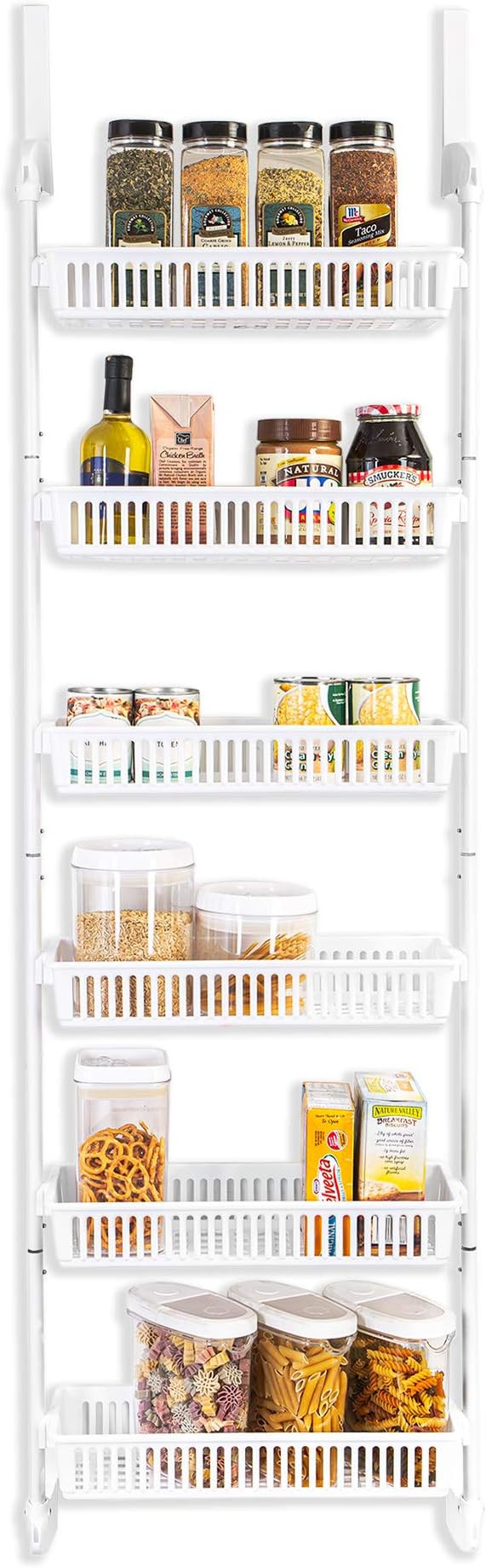 Smart Design Over The Door Pantry Organizer Rack w/ 6 Baskets - Steel & Resin Construction w/Hook... | Amazon (US)