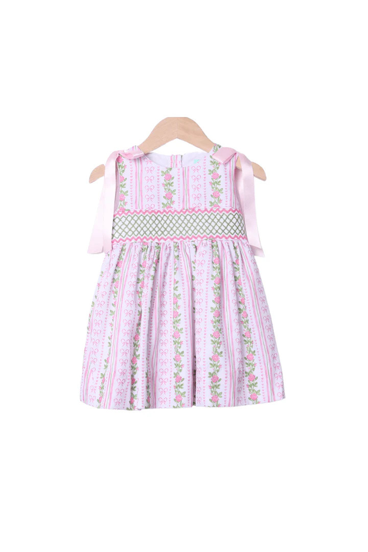 Smocked Fancy Floral Bow Dress | The Smocked Flamingo
