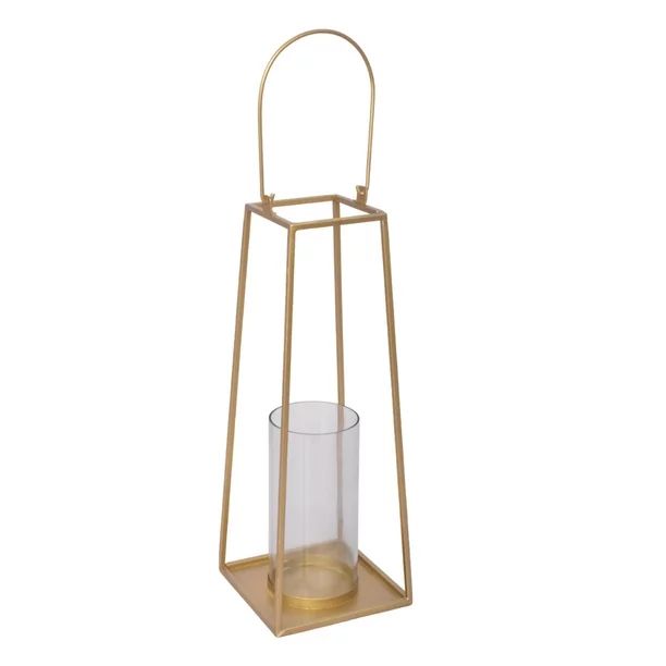 My Texas House 18 inch Metal and Glass Lantern in Gold Finish | Walmart (US)
