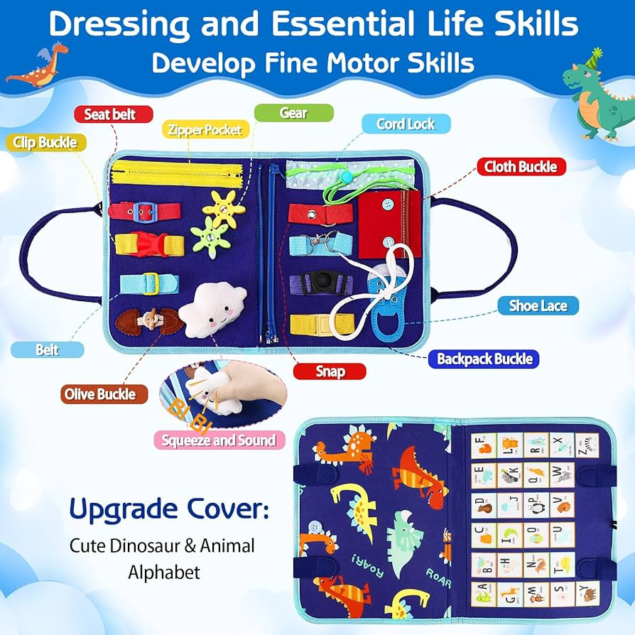 Esjay Toddler Busy Board Montessori Toys for Boys, Sensory Book Educational Activities for Learni... | Amazon (US)