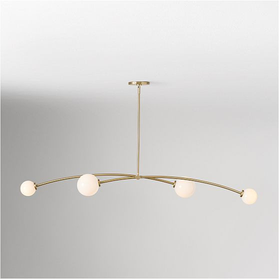 Holling Linear 4 Light Chandelier, 54in, Milk Glass/Champagne | West Elm (US)