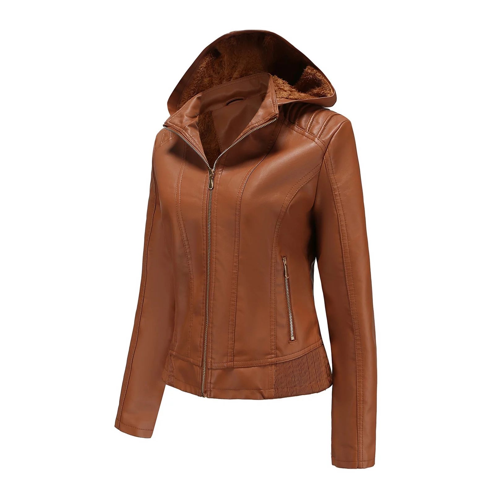 Plus Size 2022 Clothes Winter Overcoat Faux Leather Jacket Outerwears Solid Color Fall Fashion Op... | Walmart (US)