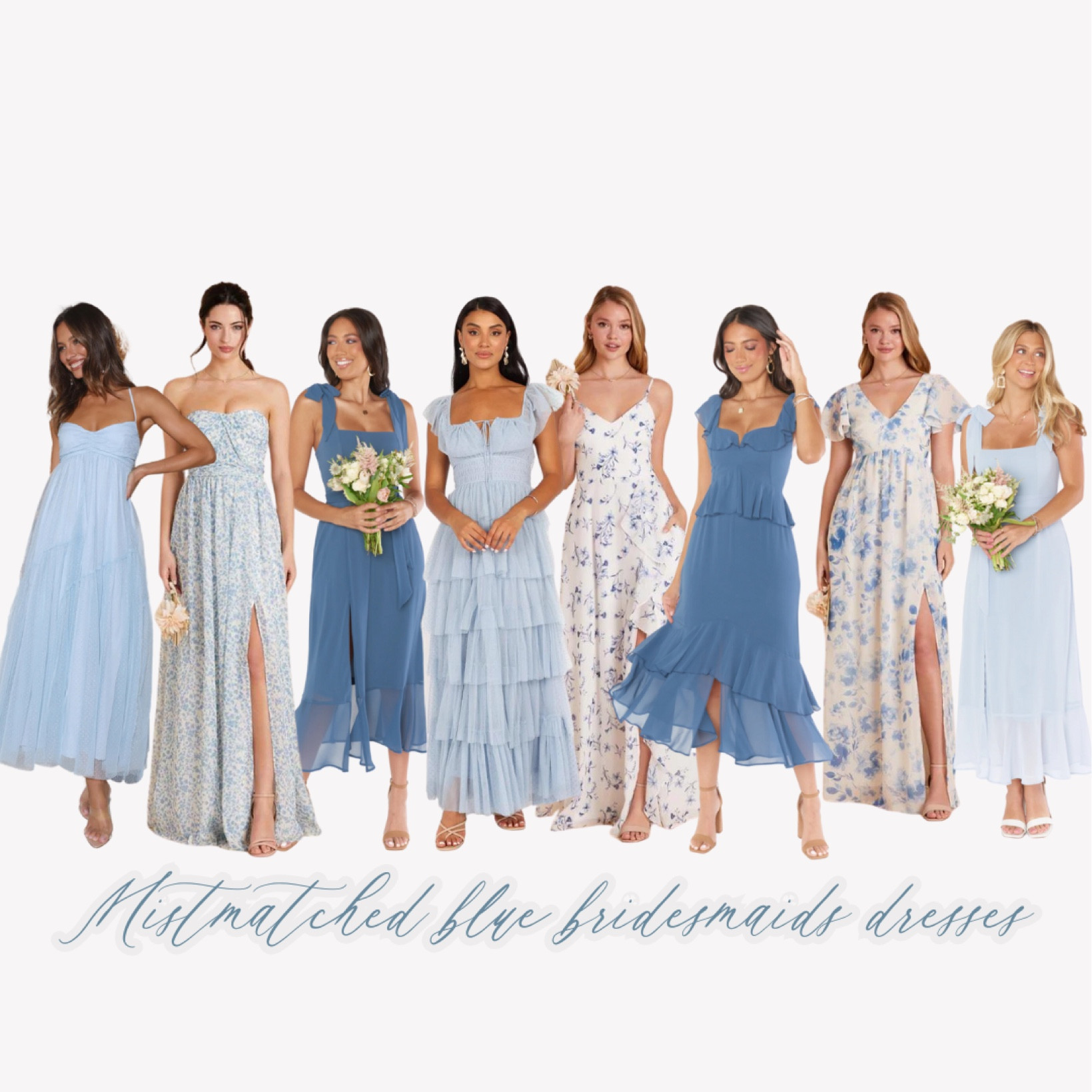 Mismatched bridesmaids dresses are super trendy! How to get the mismatched trend right? Add in varying florals, lengths, and tones. 

#LTKwedding #LTKmidsize #LTKstyletip