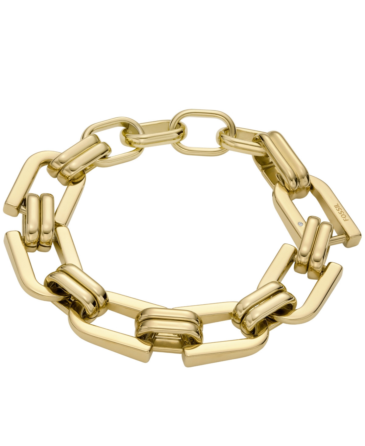Fossil Heritage D-Link Gold-Tone Stainless Steel Chain Bracelet - Gold | Macy's