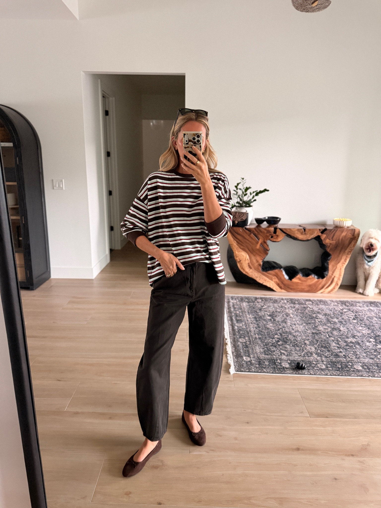 Target striped cotton long sleeve top size large, jeans true to size wearing an 8

#LTKootd #LTKgrwm #LTKdayinmylife