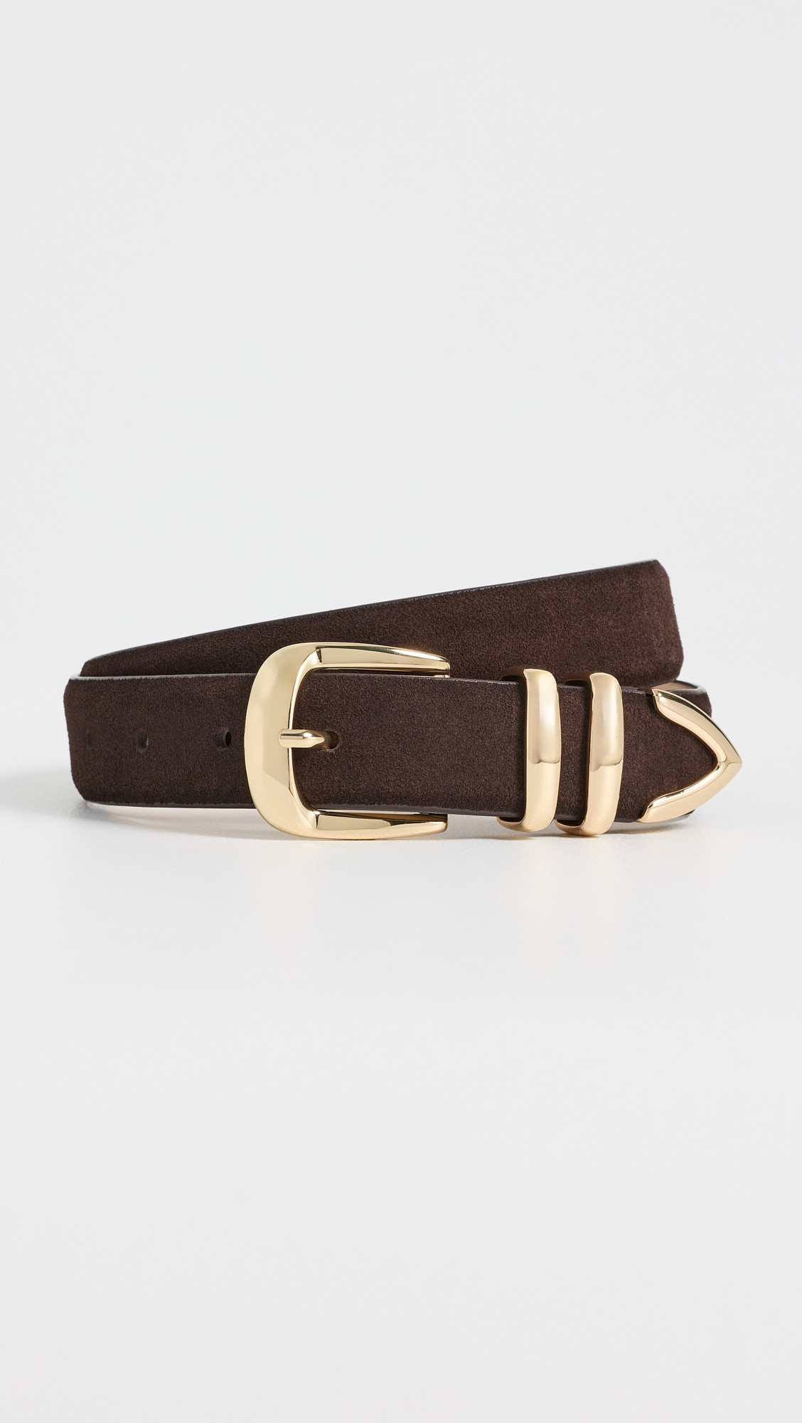 Favorite Daughter The Suede Jordan Belt Chocolate/Polished Gold L | Shopbop