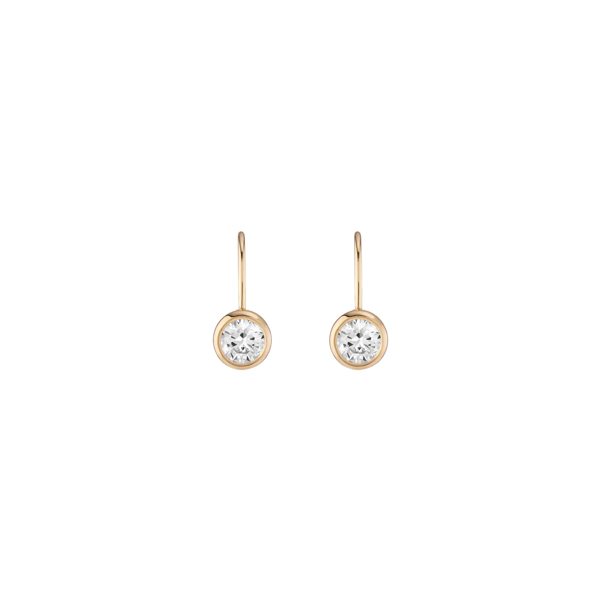 Round Lab Grown White Sapphire Bezel Drop Earrings | AUrate New York