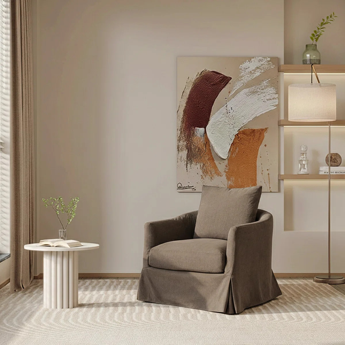 32" Wide Down Fill Upholstered Slipcovered Swivel Barrel Armchair | Wayfair North America