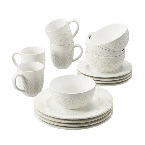 Better Homes & Gardens 16-Piece Modern Farmhouse Mix & Match Dinnerware Set | Walmart (US)