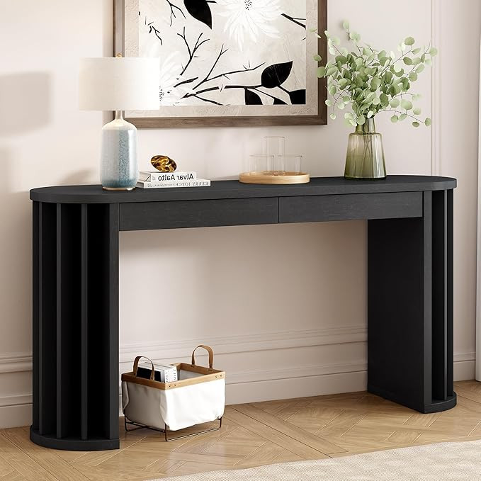 Modern Entryway Console Table with Storage Drawers, 59’’ Oval Curved Sofa Entry Table Accent ... | Amazon (US)