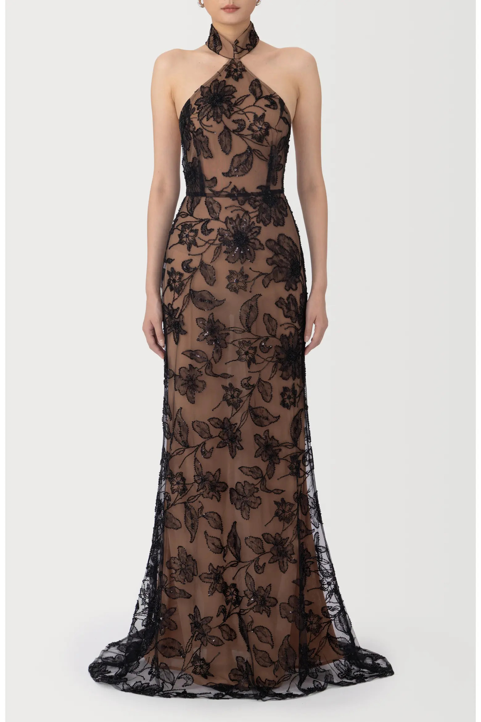 SAU LEE Adelaide Beaded Sheer Detail Gown (Women) | Nordstrom | Nordstrom