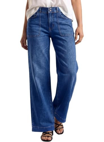 Sidefeel Women's High Waisted Straight Leg Jeans Dark Blue Size 4 | Amazon (US)