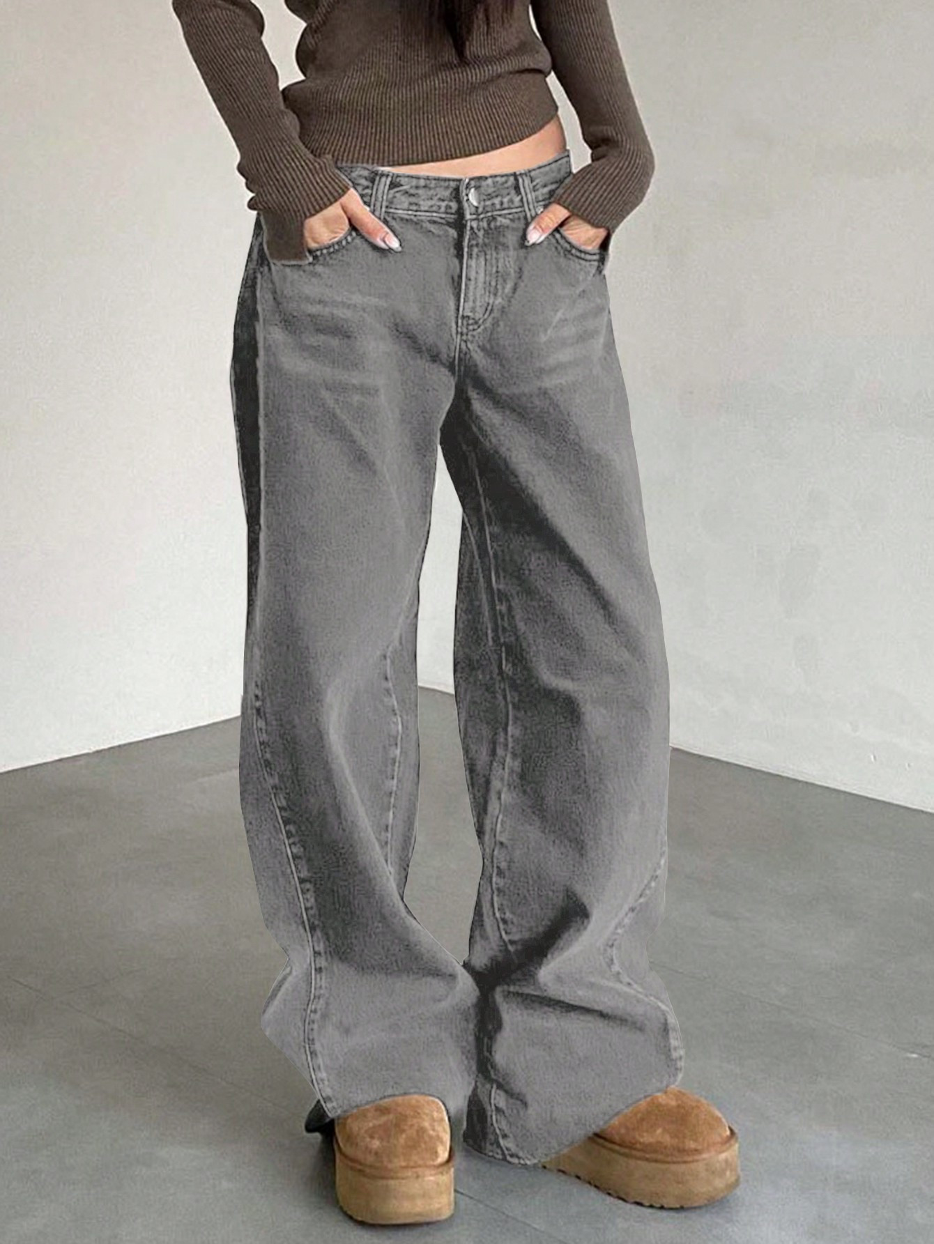 DAZY Women Loose Straight Leg Long Denim Jeans, Street Style | SHEIN USA | SHEIN