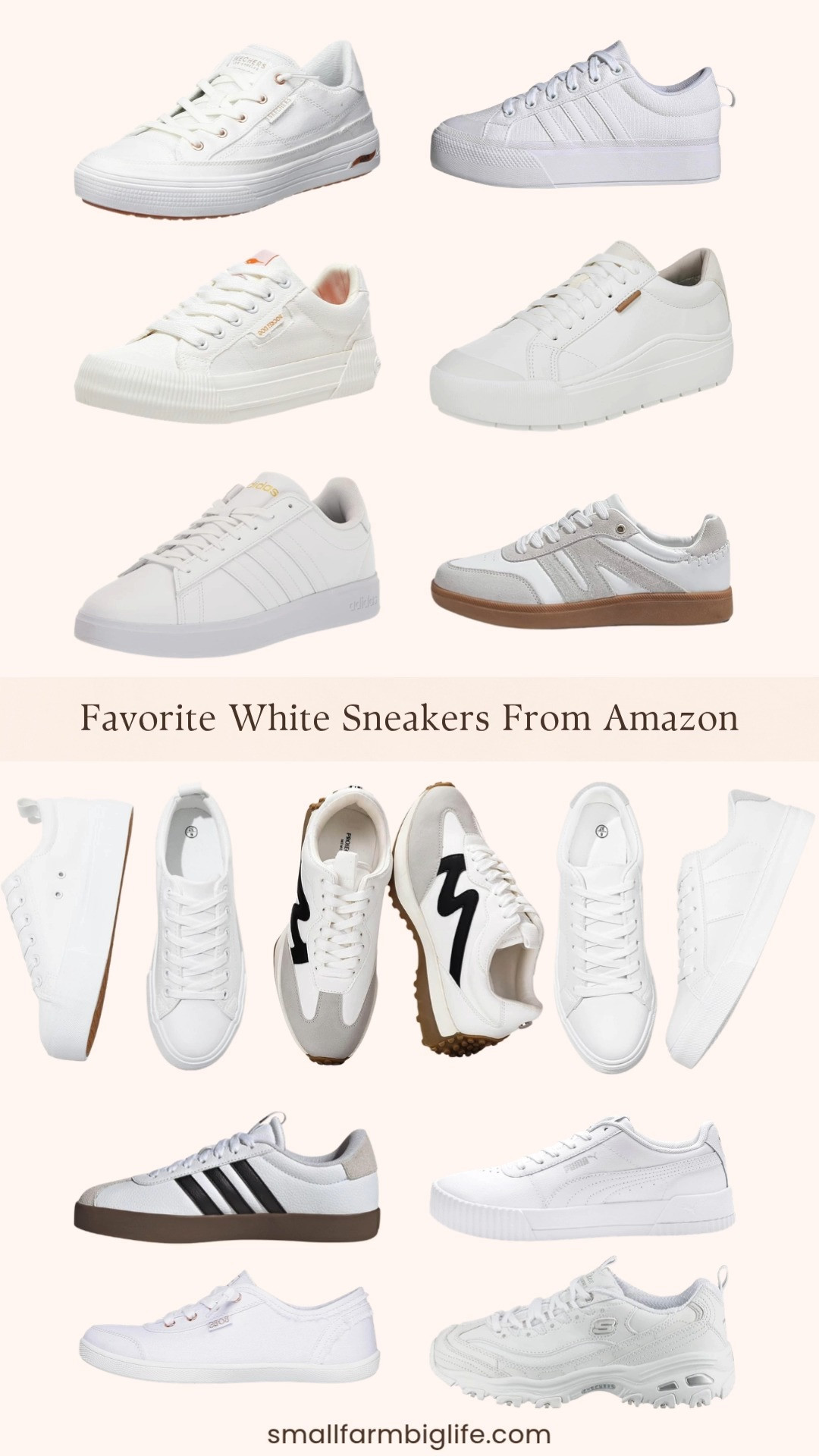 White sneakers are a spring and summer wardrobe essential and Amazon has so many good options right now at every price point 👟✨ I rounded up my favorites: Dr. Scholl's Time Off sneakers, Adidas Bravada 2.0 platform sneakers, SERNIAL white platform PU leather sneakers, LUCKY STEP classic retro gum sole sneakers, Project Cloud trendy fashion sneakers, Adokoo PU leather casual fashion sneakers, Skechers D'Lites Fresh Start memory foam sneakers, Skechers Bobs B Cute sneakers, Adidas VL Court 3.0 sneakers, PUMA Carina leather sneakers, Adidas Grand Court 2.0 tennis shoes, Rocket Dog Cheery comfort plush foam sneakers, and Skechers Arch Fit Arcade Meet Ya There sneakers. So many different styles in this round up from platform to retro to athletic and every single one is white which is the most versatile sneaker color you can own. White sneakers go with absolutely everything and these Amazon finds make it so easy to find the perfect pair at an amazing price. Everything is linked! 🛒 

 #LTKgrwm #LTKootd #LTKOver40
