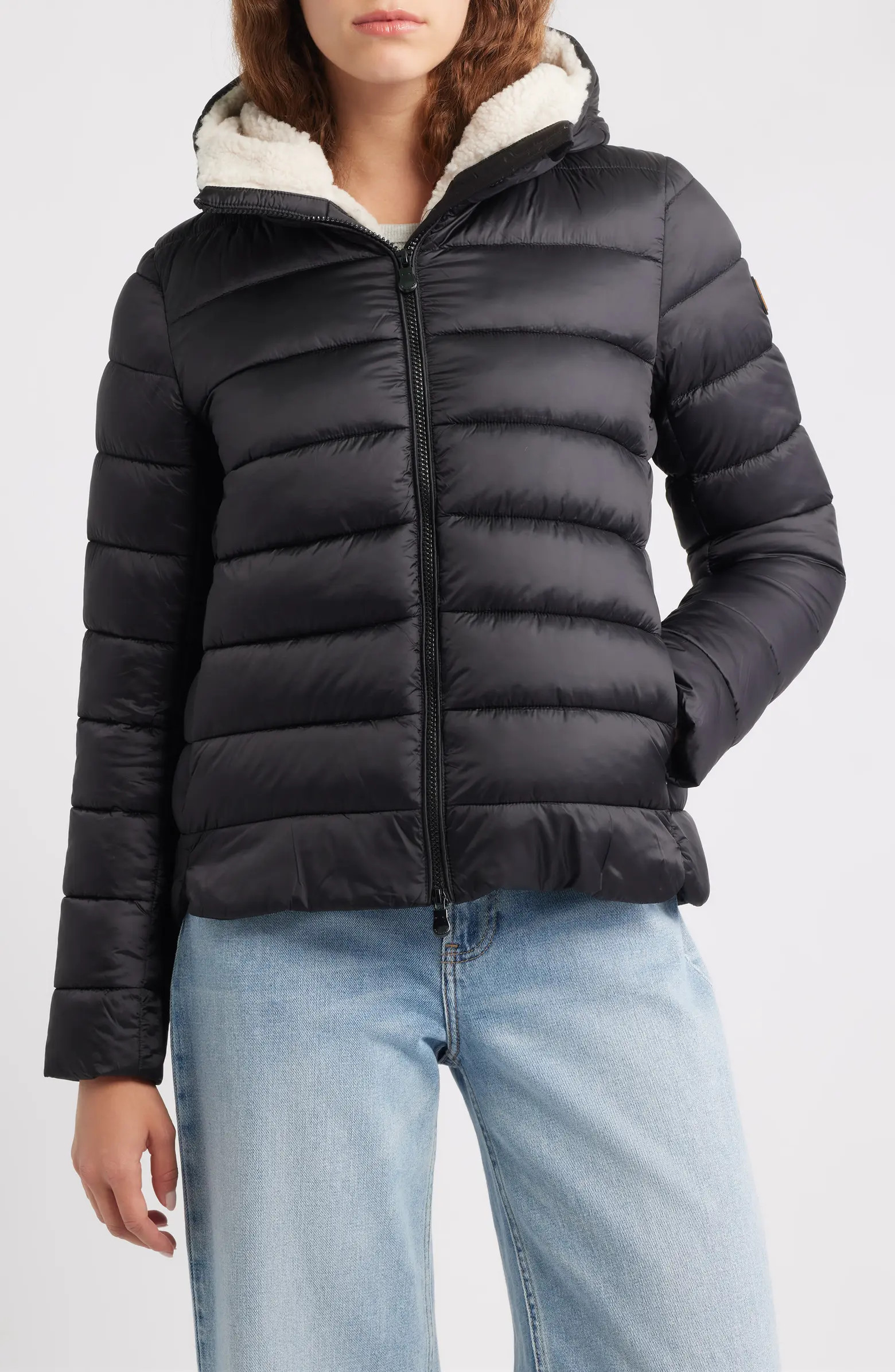 Gretel Faux Shearling Lining Hooded Puffer Jacket | Nordstrom
