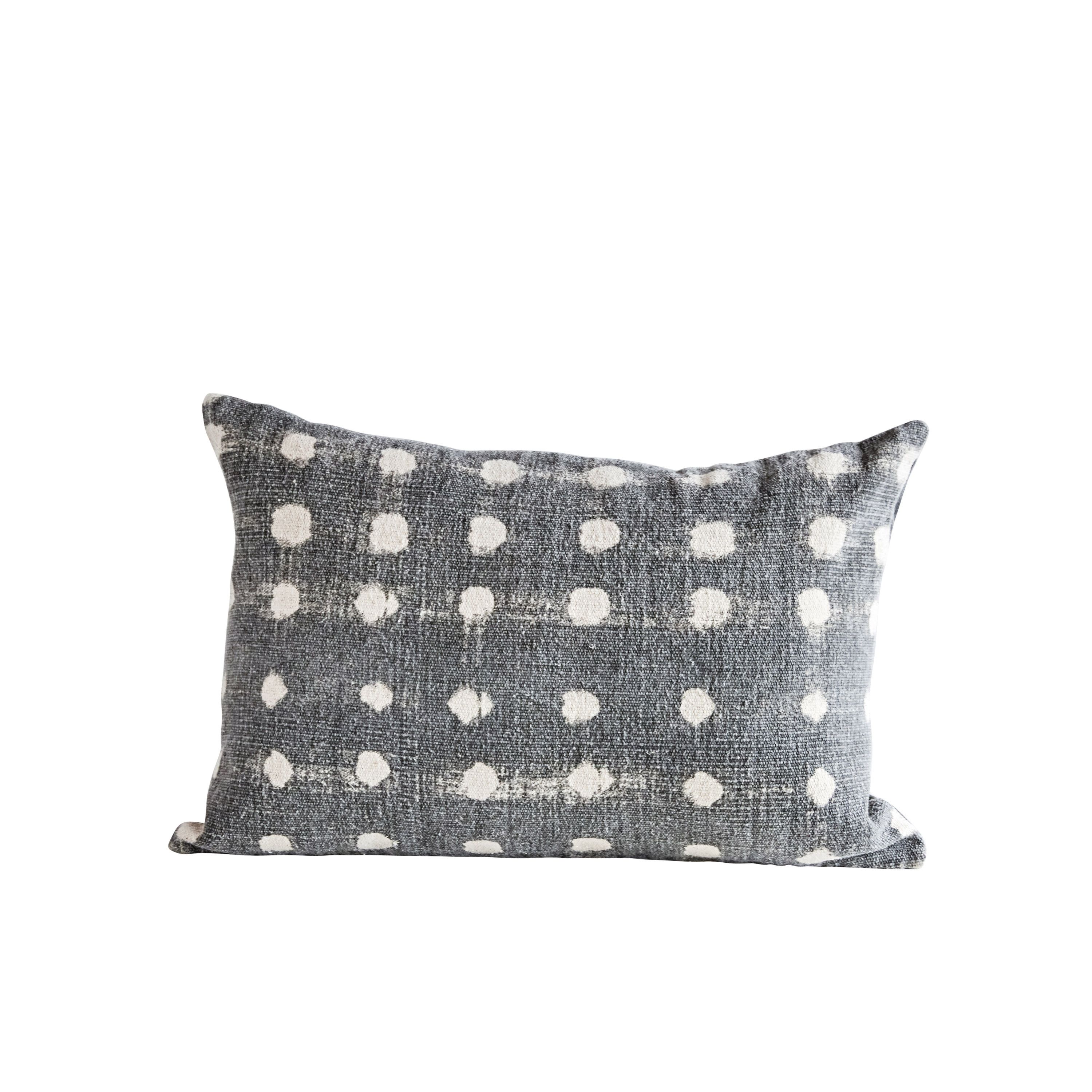 Creative Co-Op Charcoal Cotton Slub Pillow with Cream Polka Dots - Walmart.com | Walmart (US)
