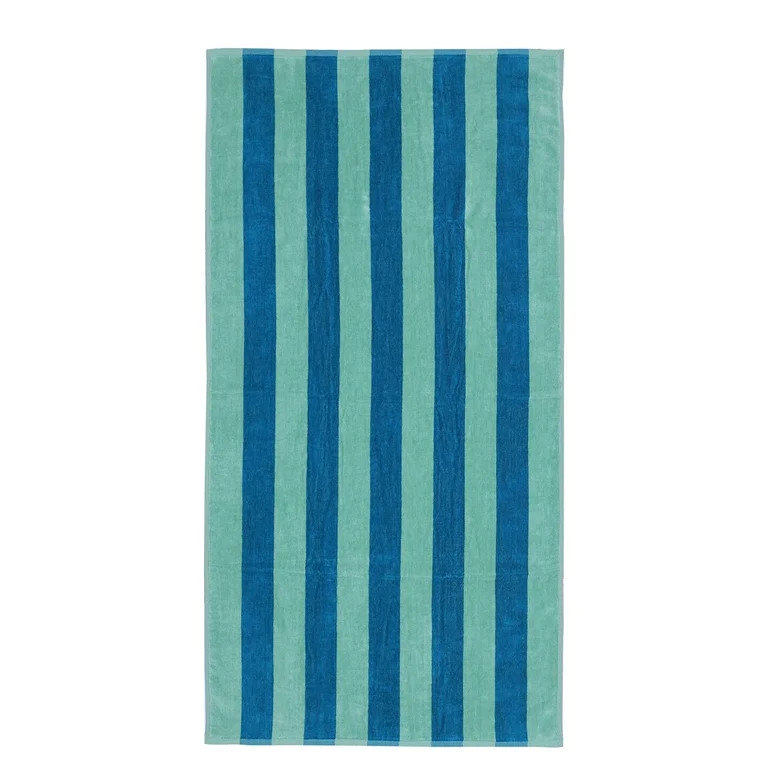 Mainstays Cabana Stripe Beach Towel, 58" x 28", Teal & Green | Walmart (US)