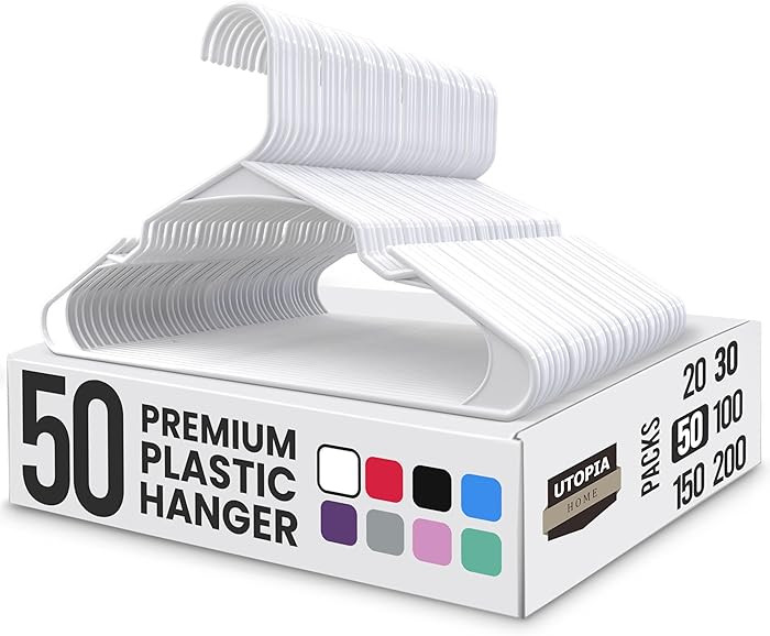 Utopia Home - Plastic Hangers 50 Pack - Space Saving Clothes Hanger - Durable and Strong Closet O... | Amazon (US)
