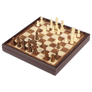 Deluxe Chess & Checkers Set, Classic Two Player Original Game Includes Folding Board with Solid W... | Indigo (CA)