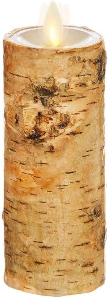 Raz Imports 2"X6" Moving Flame Birch Wrapped Pillar Candle - Beautiful Flameless Candle with Flic... | Amazon (US)