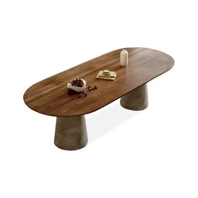 Modern Nut-Brown Oval Solid Wood Dining Table | Wayfair North America