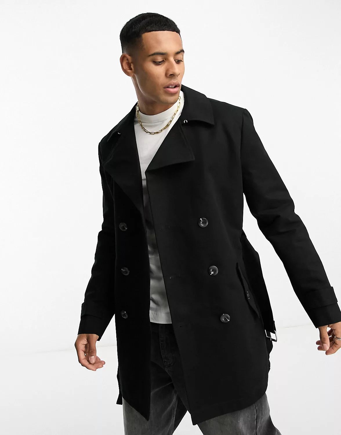 ASOS DESIGN rain resistant double breasted trench coat in stone | ASOS (Global)