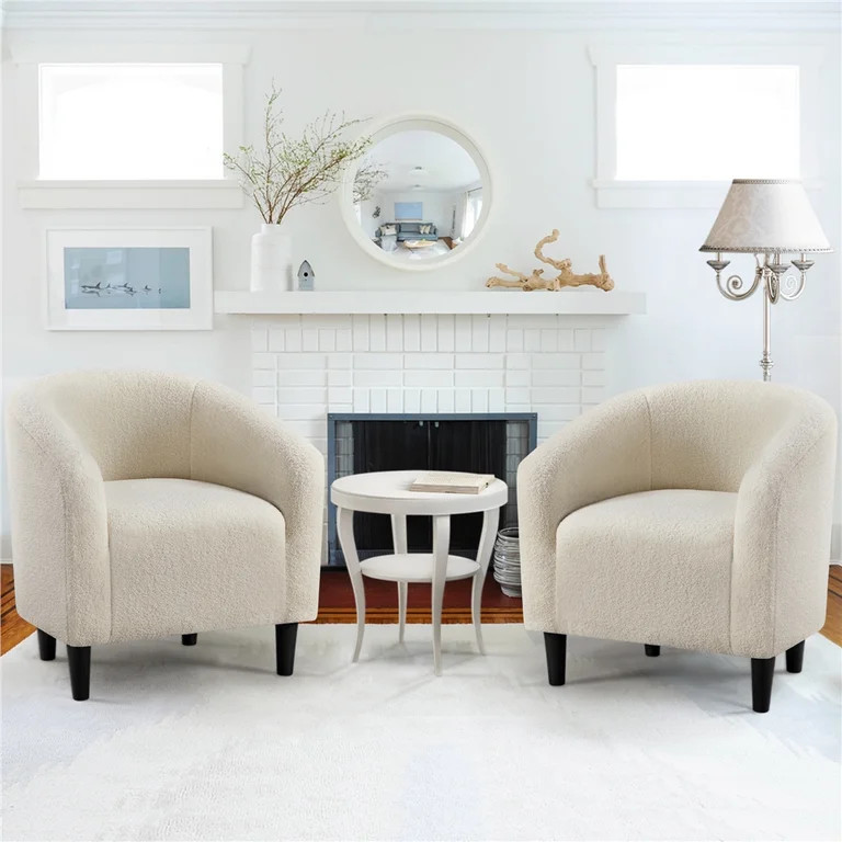 Renwick Tub Chair, Set of 2, Ivory Velvet | Walmart (US)
