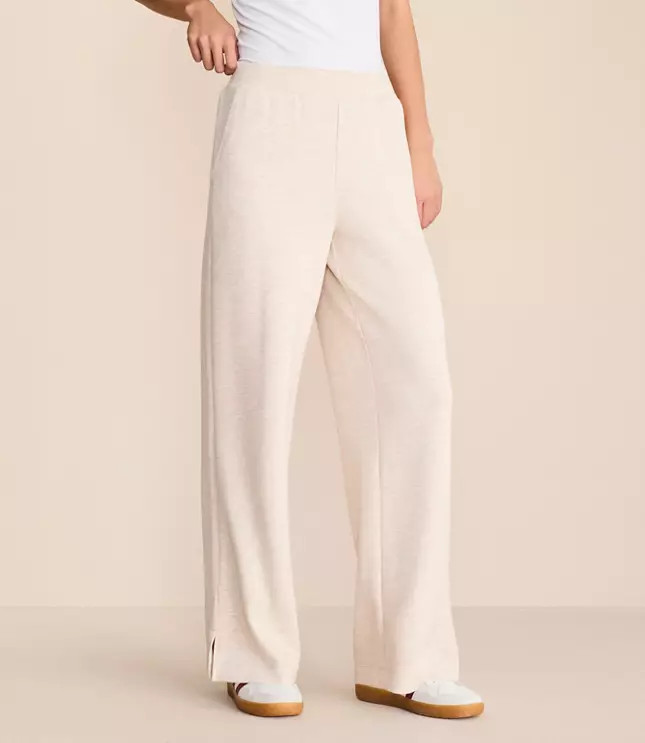 Lou & Grey Heathered Scubasoft Side Slit Straight Leg Pants | LOFT