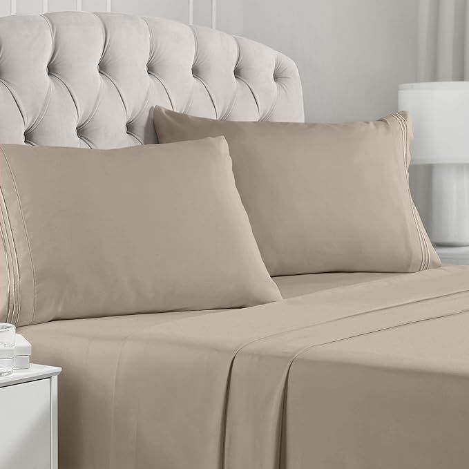 Mellanni California King Sheet Set - 4 Piece Iconic Collection Bedding Sheets & Pillowcases - Ext... | Amazon (US)