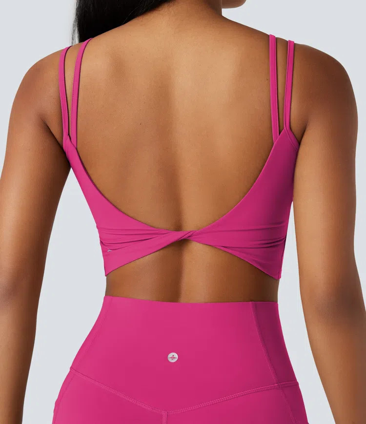 Halara UltraSculpt\u2122 Double Straps Twisted Backless Cropped Yoga Tank Top | Halara UK