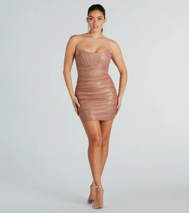 Dream Girl Faux Leather Glitter Corset Mini Dress | Windsor Stores