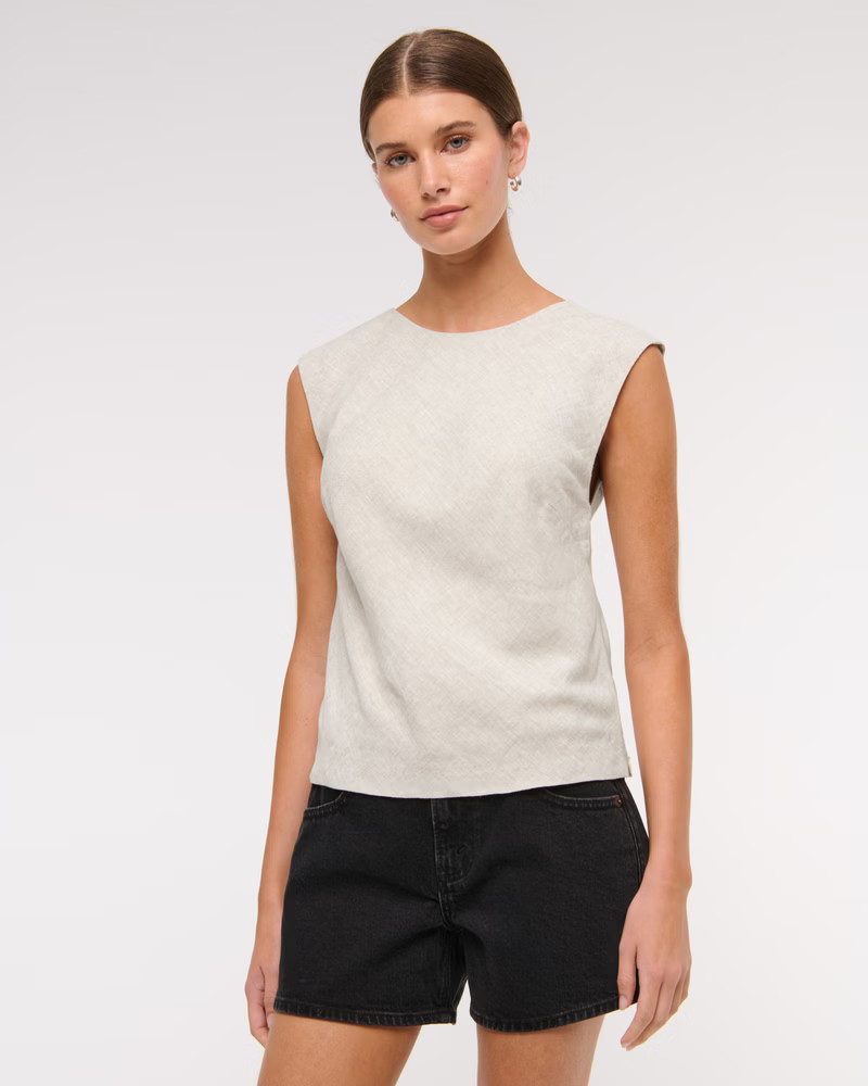 Linen-Blend Skimming Shell Top | Abercrombie & Fitch (US)