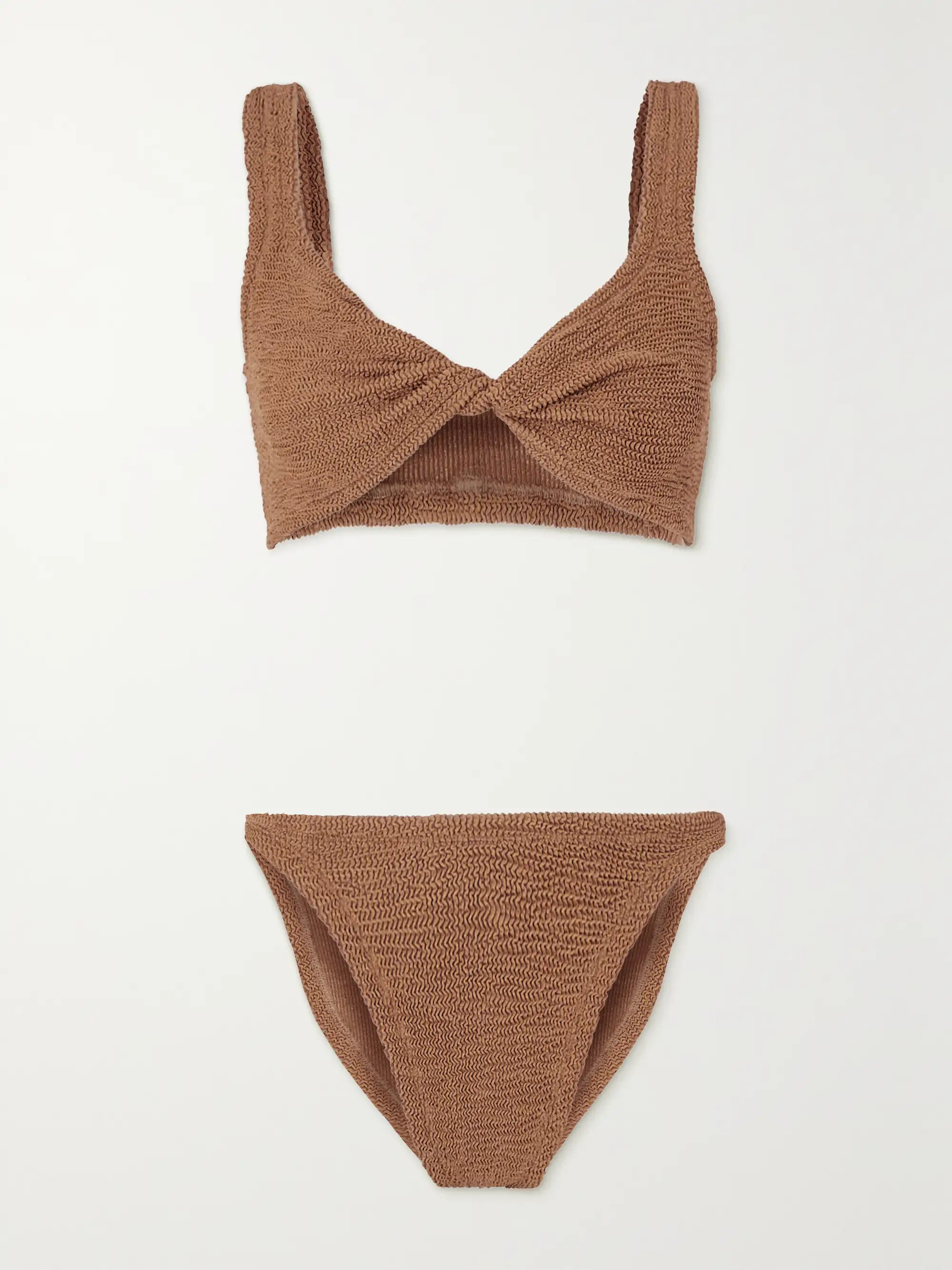 + NET SUSTAIN Juno twist-front seersucker bikini | NET-A-PORTER (US)