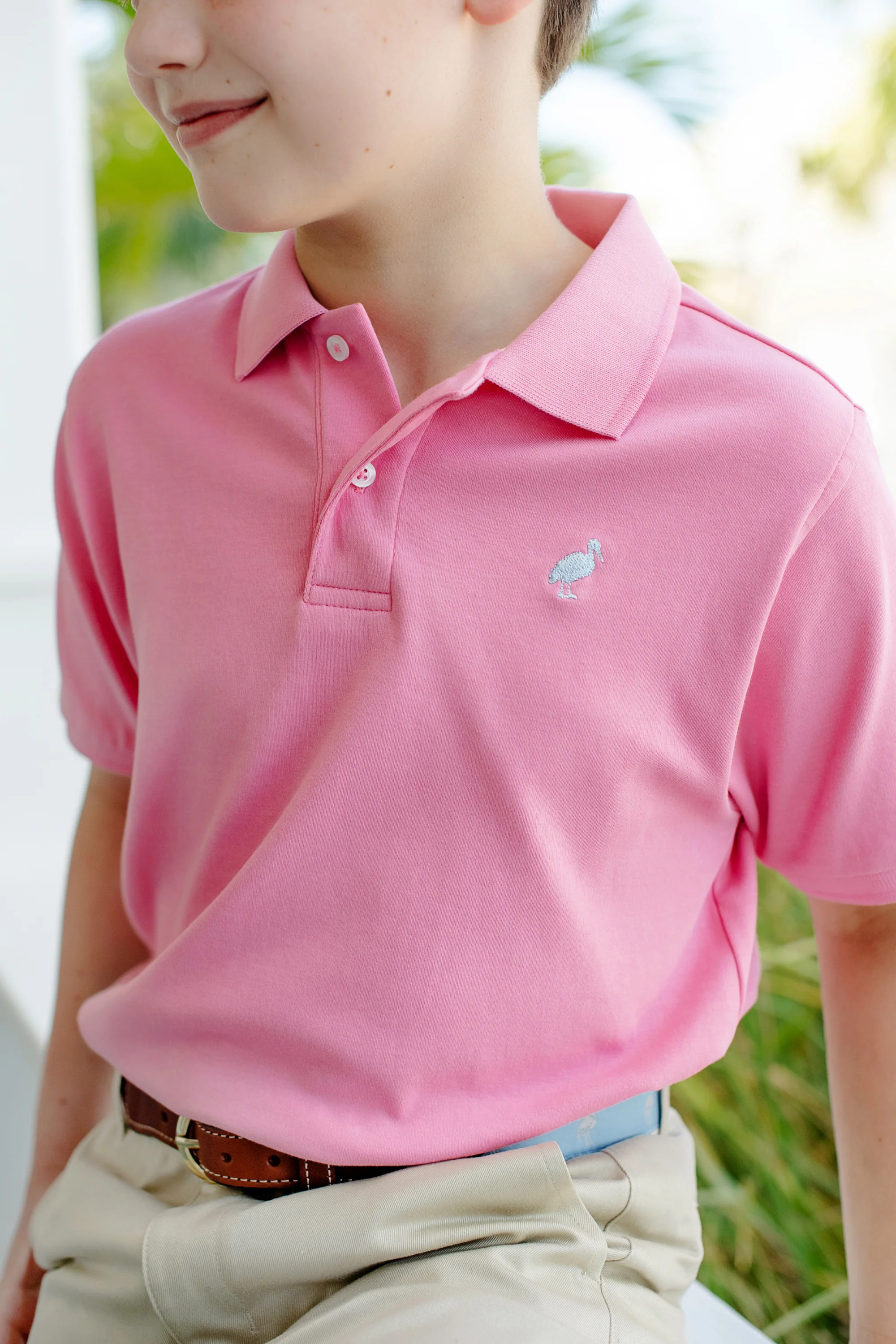 Prim & Proper Polo & Onesie - Hamptons Hot Pink with Buckhead Blue Stork | The Beaufort Bonnet Company