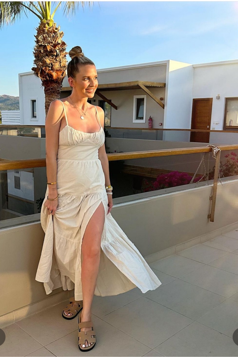 Strappy linen midi dress, beige dress, cream suede sandals, holiday outfit ideas

#LTKSeasonal #LTKeurope #LTKstyletip