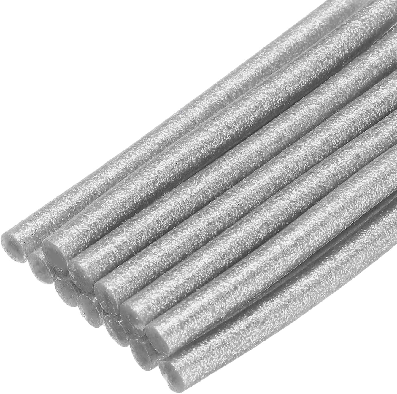uxcell Mini Hot Glue Sticks for Glue Gun 7mm x 100mm Glitter Silver 12pcs | Amazon (US)