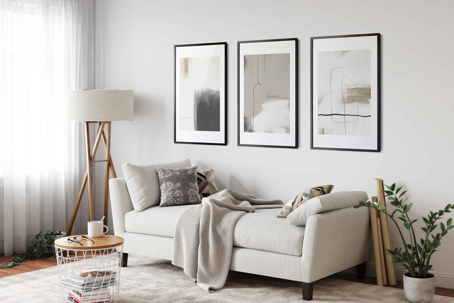 Modern Simple Neutral Gallery Wall Art Set of 3 Pastel Nordic Prints Simple Abstract Art Minimali... | Etsy (US)