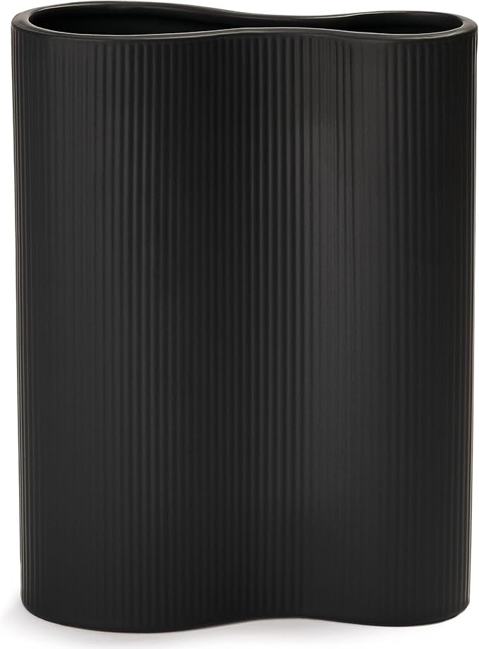 Luxe Infinity Matte Black Vase. 9” Tall Vase for Flowers. Black Ceramic Vase for Home Decor. Pa... | Amazon (US)