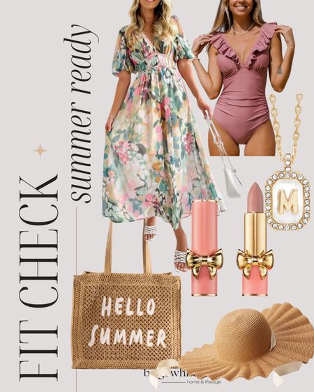 Summer ready with this chic and girly bathing suit and the prettiest maxi dress! Everything shown here is under $50

#LTKFindsUnder100 #LTKStyleTip #LTKSaleAlert