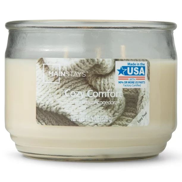 Mainstays Cozy Comfort Scented 3-Wick Glass Jar Candle, 11.5 oz. | Walmart (US)