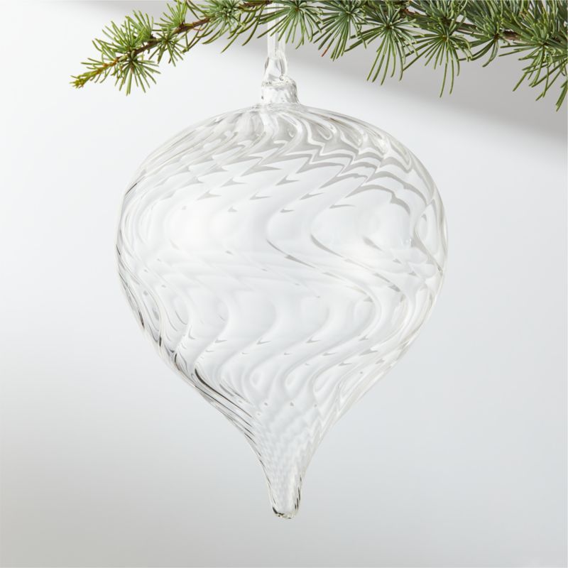 Waves Clear Glass Teardrop Christmas Ornament Large + Reviews | CB2 | CB2