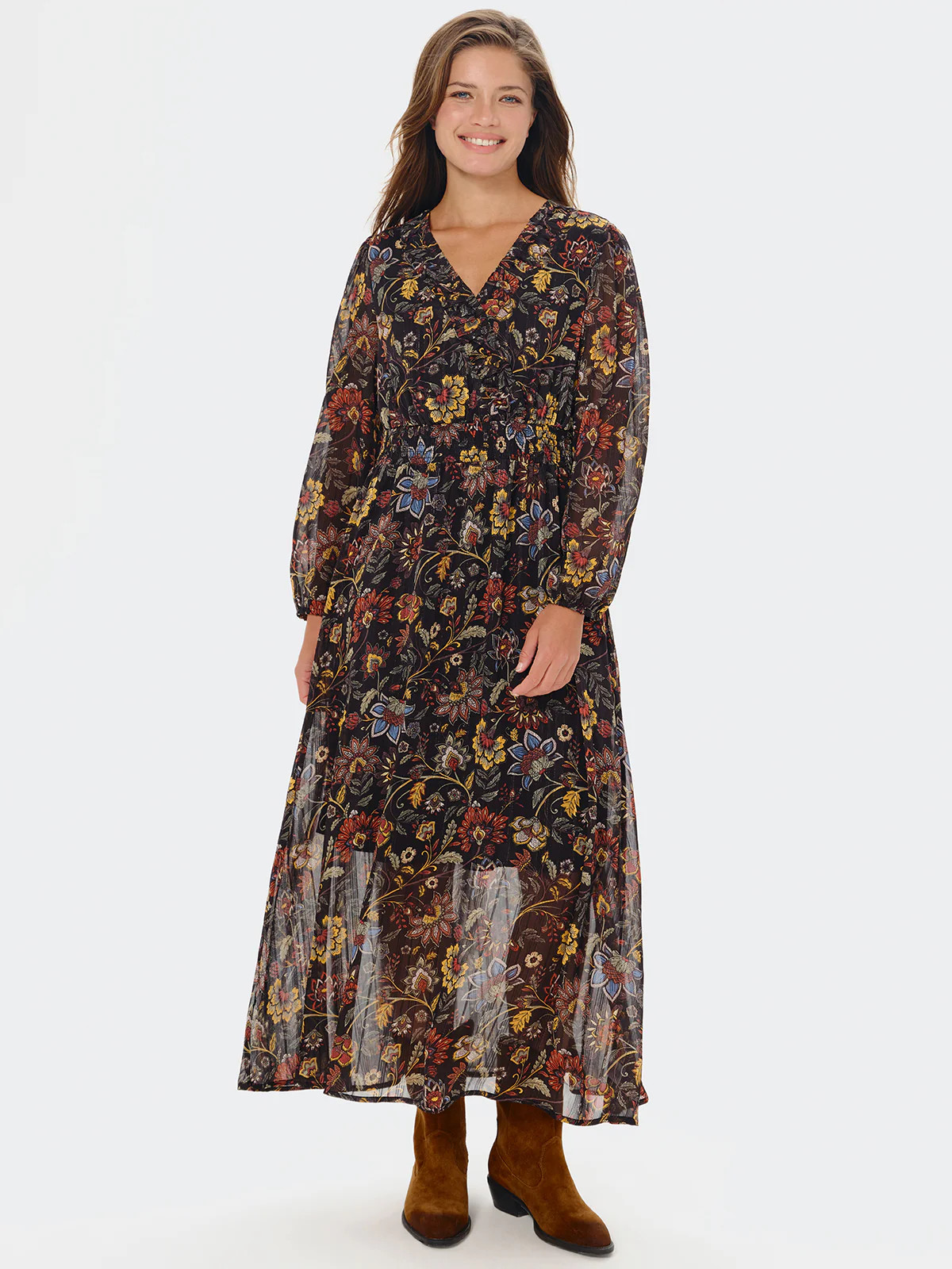 89th & Madison Floral Print Faux Warp Maxi Dress | 89th + Madison