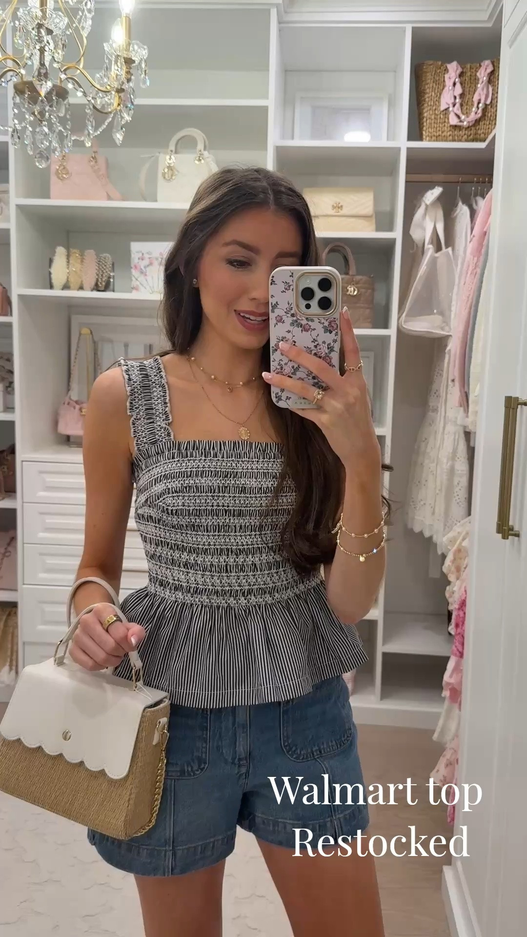 This Walmart outfit is one of my favorite affordable summer fashion finds! 🌸 Reminds me of Hill House!! This smocked striped tank top paired with denim shorts creates the perfect casual summer outfit that’s cute, comfortable, and easy to wear for everyday errands, brunch, vacations, summer outings, and weekend plans. I styled it with a woven scallop handbag, simple jewelry, and neutral accessories for an elevated look that feels much more expensive than it is. If you’re looking for affordable Walmart clothing, summer tops for women, denim shorts, vacation outfits, or casual chic outfit ideas, this look is a must-see.

This viral Walmart top has been restocked and is selling quickly again! If you’ve been searching for Walmart fashion finds, affordable summer outfits, Walmart women’s clothing, striped tops, casual summer style, or budget-friendly fashion that looks designer-inspired, I’ve linked all of the details. Be sure to grab your size while it’s available, as Walmart best sellers tend to sell out fast and restocks don’t usually last long.

#WalmartFashion #WalmartFinds #WalmartStyle #AffordableFashion #SummerOutfit #CasualStyle #DenimShorts #SummerFashion #WalmartClothing #VacationOutfit #LTKStyle #LTKFinds #EverydayStyle #AffordableStyle #SummerWardrobe #FashionFinds #WalmartRestock #BudgetFriendlyFashion

#LTKootd #LTKSeasonal #LTKSaleAlert