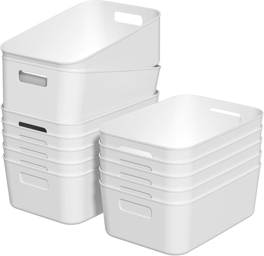 12 Packs Plastic Pantry Organization Bins, White Small Open Storage Containers Bin | Amazon (US)
