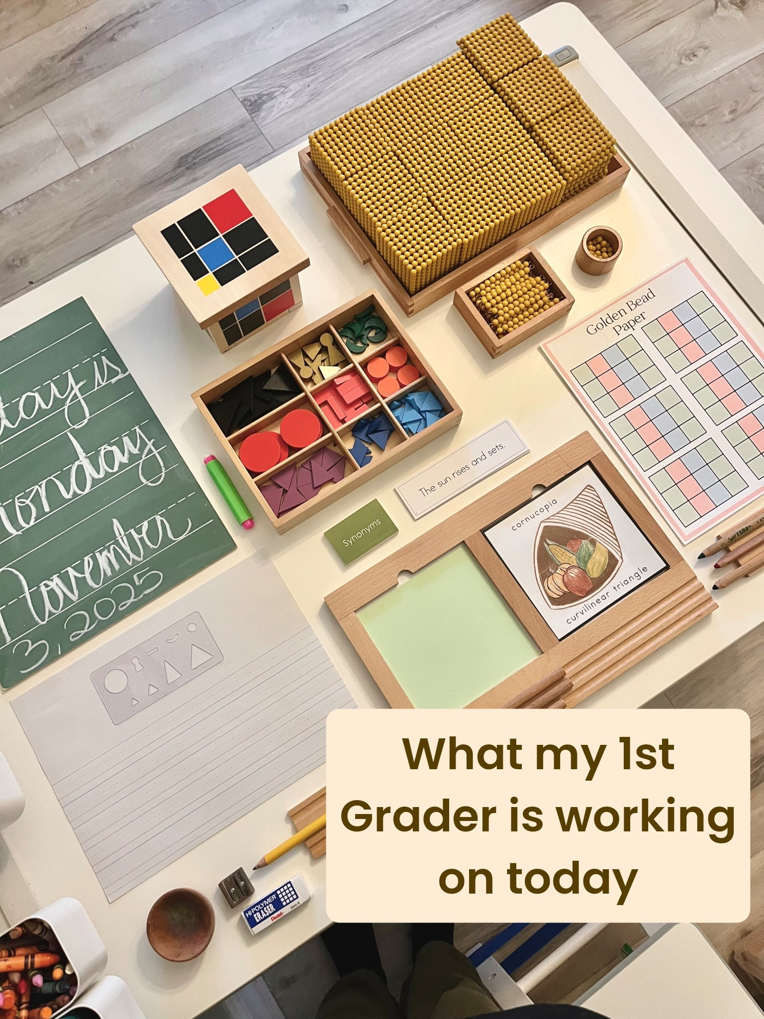 Here’s an overview of what my first grader is working on today and where you can find the materials.

#montessorihomeschool #homeschoolsupplies #montessorimaterials #montessorielementary #montessori2ndplane #homeschoolsupplies #schoolsupplies

#LTKFindsUnder50 #LTKFamily #LTKKids